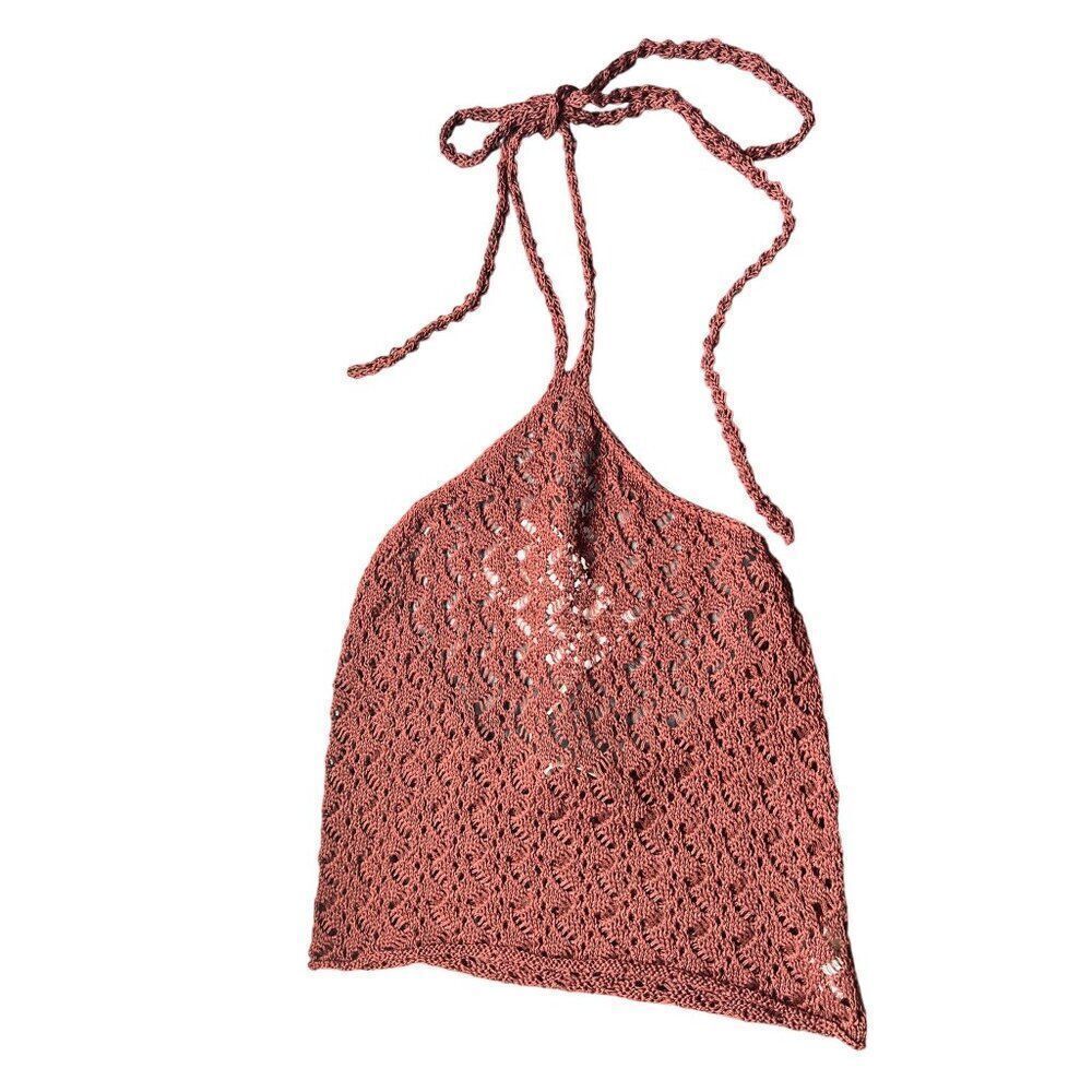 NWOT Savannah Morrow Kirra Top Crochet Halter in Cocoa Brown Small - Picture 6 of 10